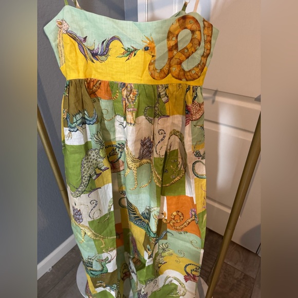 NWOT Alemais Jerome Patchwork Linen Midi Dress US Size 6 - Picture 7 of 9